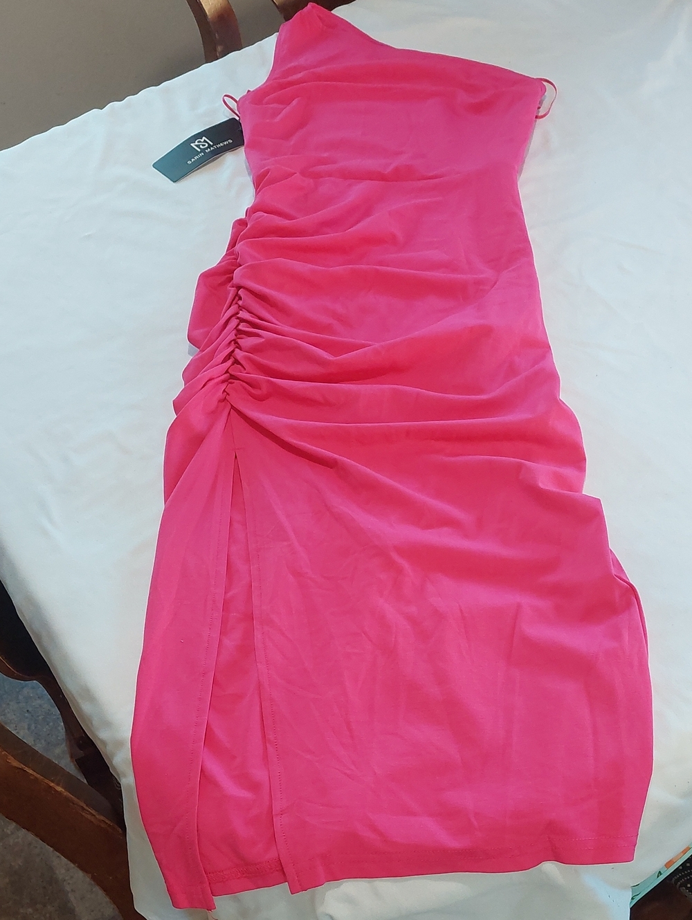 Sarina Matthews Hot Pink One-Shoulder Ruched Dress.Size XS
